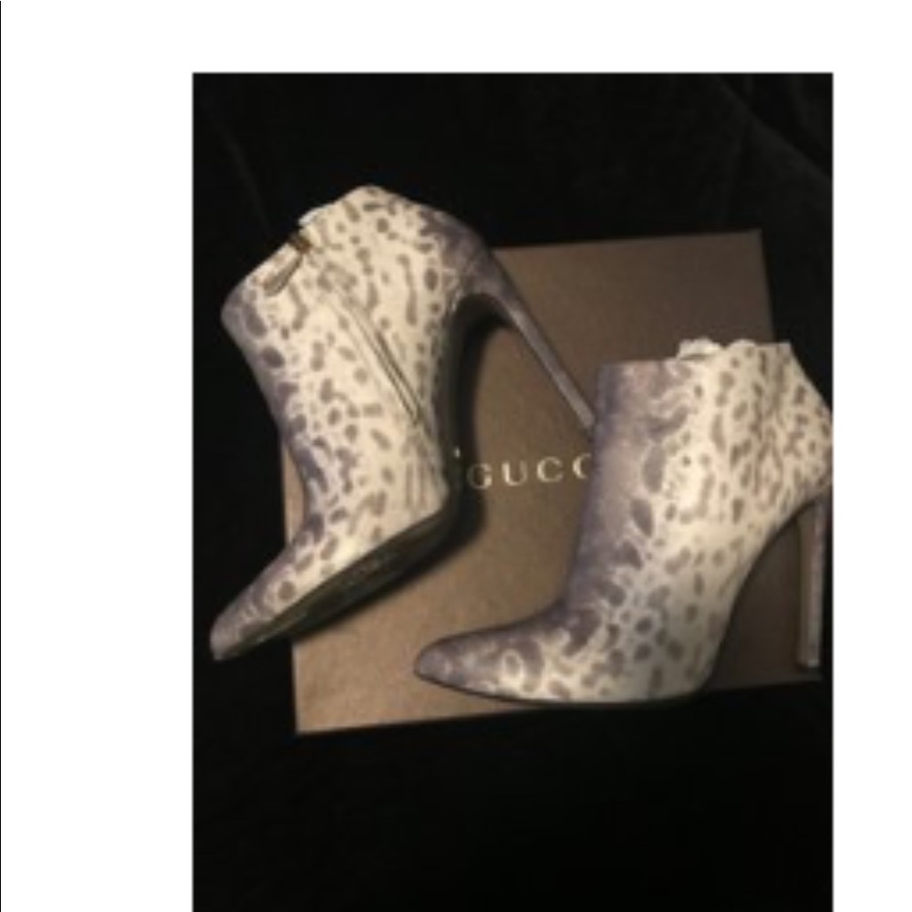 GUCCI Snake-Skin Print Booties